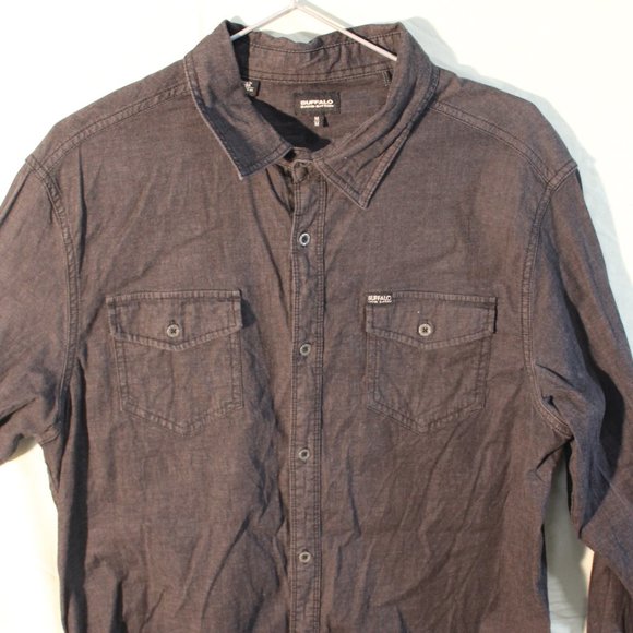 Buffalo David Bitton Dark Grey Dress Shirt - Picture 1 of 3